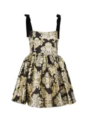 Alice + Olivia Fay Brocade Mini Dress - Black And Silver - 6 (UK10 / S) 6 (UK10 / S)