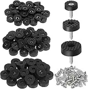 Swpeet 24Sets 30mm Round Black Furniture Pads with Screws, Heavy Duty Round Rubber Non Slip Non Skid Furniture Feet Rubber Bumpers Pads for Table Desk Chair to Protect Hardwood