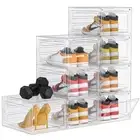 8-Pack Shoe Storage Boxes – Clear Plastic, Stackable, with Lids, Size 13