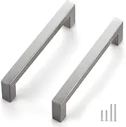 128mm Hole Center Kitchen Square Cabinet Handles, Stainless Steel Cabinet Pulls Drawer Pulls Kitchen Cabinet Hardware Kitchen Handles (20, Silver)