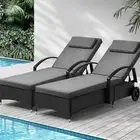 Livsip Outdoor Sun Lounge Wicker Lounger Setting Day Bed Pool Patio Furniture