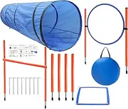 Dog Agility Training Equipment, Dog Agility Course Backyard Set, Dog Obstacle Course Backyard，Pet Outdoor Games with Tunnel