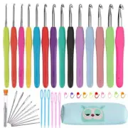 tCrochet Hooks Set Clover Amour Steel Pastel 14 Pcs Ergonomic Easy Grip Bright