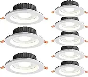 3.5/4.3/5.5 Inch White Baffle Trim for Recessed Light, Recessed Ceiling Light Molding, Recessed Housing Remodeled 8 Pack (15w,Neutral light)