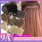 Micro Loop Ring Tip Remy Human Hair Extensions Silicone Micro Beads 16-24" Ombre