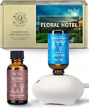 Hotel Scent Essential Oils with Waterless Diffuser, Home Fragrance Gift Set (1 fl oz Floral Hotel Diffuser Oil x 2 & Aromatherapy Diffuser)