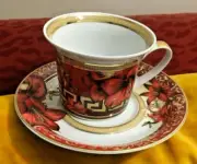 Versace Christmas Blooms CUP SAUCER SET TEA COFFEE ROSENTHAL New in box SALE