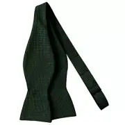 Men's Woven Subtle Mini Squares Adjustable Self-Tie Bow Tie Hunter Green