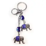 Lucky Elephant Blue Key Ring Chain Keychain Gift Evil Eye Charm Purse Bag Amulet