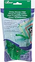 Clover 3157 24-Piece Jumbo Wonder Clips with Seam Allowance Markings, 2-1/4-Inch, Green