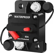 60 Amp Circuit Breaker,12V- 48V DC Circuit Breaker with Manual Reset Fuse for Trolling Motor Rv Marine Boat Vehicles System Protection Waterproof (60A)