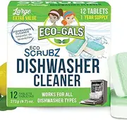 ECO-GALS Deep Dishwasher Machine Cleaner Unscented, 12 Count Tablets - 1 Year Supply