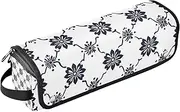 Hair Tools Travel Bag and Heat Resistant Mat with Zipper Large Capacity Hair Straighteners Organizer for Flat Irons, Straighteners, Curling Irons,India Monogram Pattern Black Travel Bag