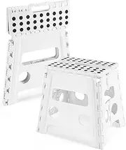 Dyforce Non-Slip Folding Step Stool - 13 inch Height Heavy Duty Foldable Stool for Adults Kids, Plastic Step Stool Camping Stepping Stool - White
