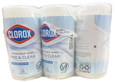Clorox Free & Clear Compostable Cleaning Wipes 75 Wipes Per Case Pack Of 6