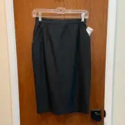 VALENTINO BLACK SKIRT SIZE 6 LAMBSWOOL NWT WITH POCKETS