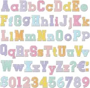 Mooliwe 134 Pcs 5 Inch Boho Pastel Patch Bulletin Board Letters for Classroom Alphabet Numbers Combo Set Cutouts Letter for Bulletin Board Display Chalkboard School Home Decor