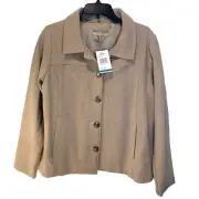 NEW Cabela's Wool Blend Button Jacket Coat Lined Desert Tan Women’s Sz L NWT