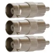 3x BNC Female Jack to RCA Male Plug Coax Cable Adapter CCTV Coupler Connector