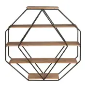 31" Wall Shelf Octagon Shaped Walnut/Black