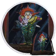 Cool Art Scary Surprise Clown Round Beach Towel