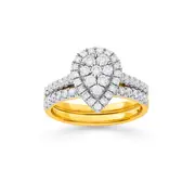 9ct Diamond Pear Shape Cluster Bridal Set Tdw=1ct
