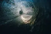 Surfers Viewpoint Shows The Eye Of A Wave Before Sunset1980s Surfing Photo