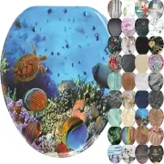 Quiet Ocean Soft Close Toilet Seat - Molded Wood & Easy Installation