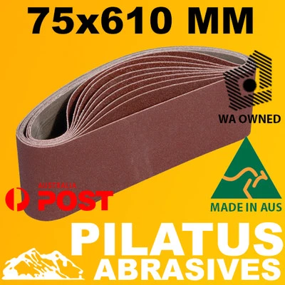 10 x PILATUS SANDING BELT 75x610 400# ALOX