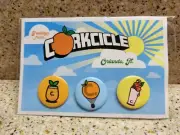 Set Of 3 Cute Decorative Corkcicle Pinback Mini Buttons - Orlando, Florida