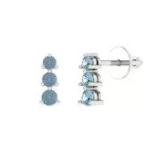 0.42Ct Natural Aquamarine - Round Cut VVS1 - Solid Gold Stud Earrings Screw-Back