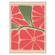 Galrie Stunning Modern Floral Art Print by Steve Simpson - Abstract Flower Design, Wood Frame, A2 42 x 60cm (16 x 24inch)