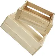 JEWEDECO Vintage Wooden Crate Box 2pcs Wooden Storage Cases for Home Decor Organizing