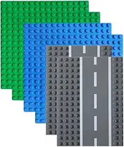 6 Pack Large Blocks Baseplates, 4 Pack One-Side Baseplates, 2 Pack Straight Road Baseplates, Compatible with Duplo, Mega and Others Major Brand Bigger Size Bricks