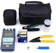 FTTH Fiber Optic Tool Kit 9 in 1 with Fiber Fibra Optica Power Meter 10 and Visual Fault Locator and Cable Cutter Stripper FC-6S Fiber Cleaver