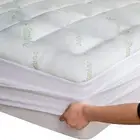 Bamboo Matress Topper Breathable Thick Pillow Top Overfilled Extra Plush Pad