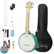 Mulucky 4 String Banjolele, Banjo Ukulele Concert Size 23 inch (Light Blue)