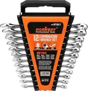 HORUSDY 12-Piece Metric Spanner Set | Combination Wrench Set with Organizer | 12