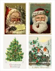 Vintage Christmas Greeting Card Toppers Junk Journal Ephemera Scrapbooking