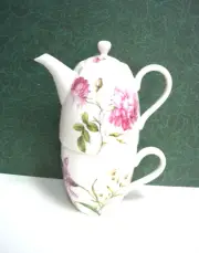 Grace Teaware Teapot Cup + Saucer Set White Floral NEW+ 2 free Gift