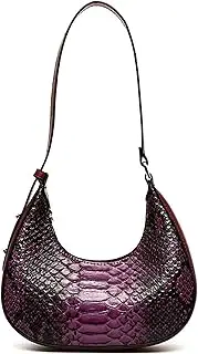 [GIGBIRD] Women's PU Leather Satchel Vintage Snake Print Handbags Crescent Bags Small Clutch Purses Ladies Stylish Shoulder Bags