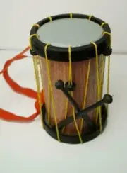 kids drum toy with sticks and hanging thread - medium size-Multi color
