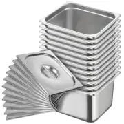 SOGA 12X Full Size 1/2 GN Pan 20cm Deep Stainless Steel Gastronorm Tray W/ Lid