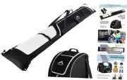 Ski Bag and Boot Bag Combo, Padded Skis Bag for Air Travel, Black & White