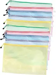 GANAZONO 10Pcs Mesh Zipper File Bags Transparent Document Organizers for School Office Travel Storage Pouches for Easy Classification and Carrying