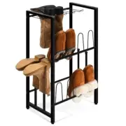Boot Rack Shoe Organizer, Black Metal Free Standing Shoe Rack for Entryway,