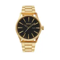 在飛比找momo購物網優惠-【NIXON】金框 黑面 金色刻度 不鏽鋼錶帶 男錶(A35