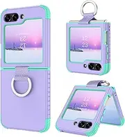 BENTOBEN for Samsung Galaxy Z Flip 6 5G Case with Ring, Heavy Duty 2 in 1 Full Body Rugged Galaxy Z Flip 6 Case, Purple