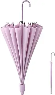 [Generic] Automatic Stick Umbrella | 16 Ribs Travel Umbrella | 33.4 Inch Long Waterproof Canopy, Portable J Stick Handle Canopy For Adult