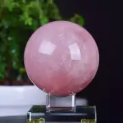 2.4LB Natural Rose Pink Quartz Crystal Carved Sphere Ball Reiki Healing